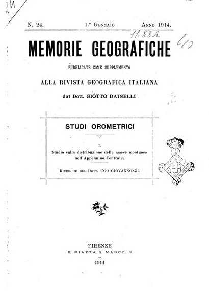 Memorie geografiche pubblicate come supplemento alla Rivista geografica italiana