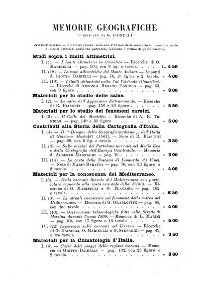 Memorie geografiche pubblicate come supplemento alla Rivista geografica italiana