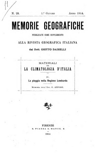 Memorie geografiche pubblicate come supplemento alla Rivista geografica italiana