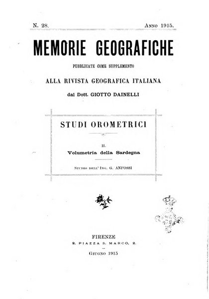 Memorie geografiche pubblicate come supplemento alla Rivista geografica italiana