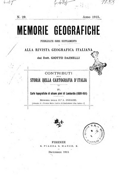 Memorie geografiche pubblicate come supplemento alla Rivista geografica italiana