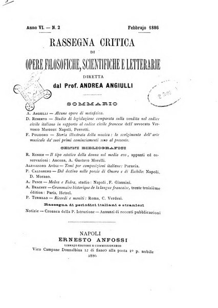 Rassegna critica di opere filosofiche, scientifiche e letterarie