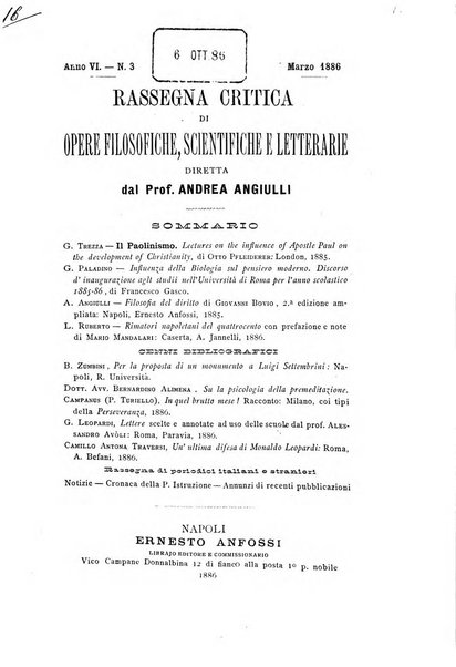 Rassegna critica di opere filosofiche, scientifiche e letterarie