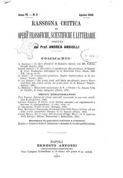 Rassegna critica di opere filosofiche, scientifiche e letterarie