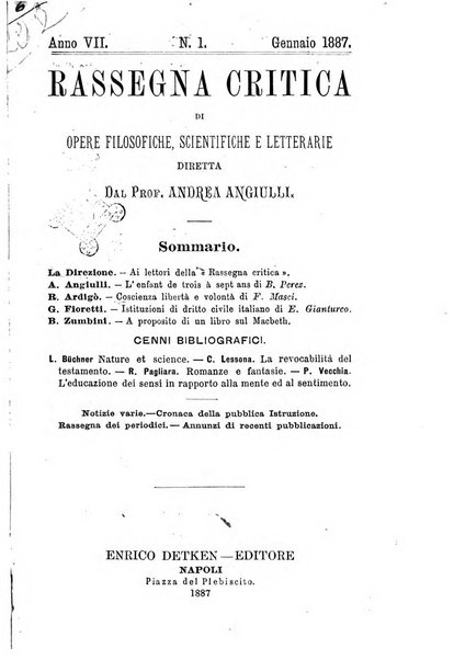 Rassegna critica di opere filosofiche, scientifiche e letterarie