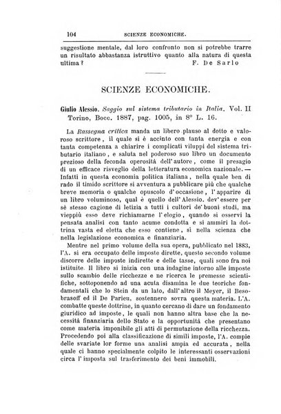 Rassegna critica di opere filosofiche, scientifiche e letterarie