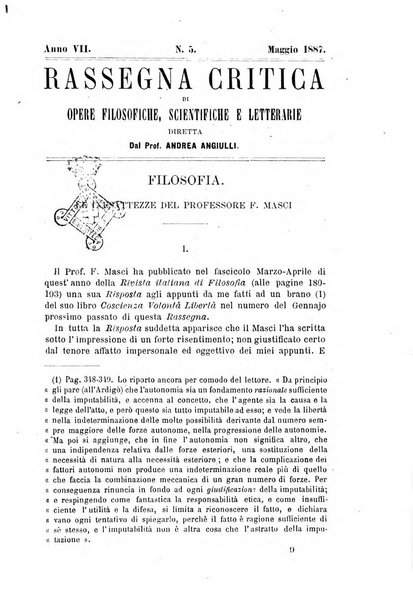 Rassegna critica di opere filosofiche, scientifiche e letterarie