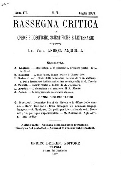 Rassegna critica di opere filosofiche, scientifiche e letterarie