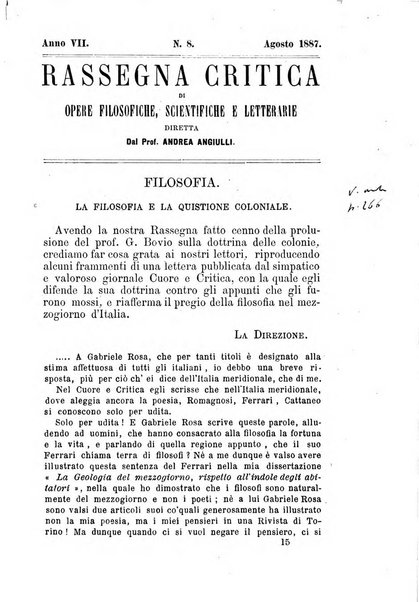 Rassegna critica di opere filosofiche, scientifiche e letterarie