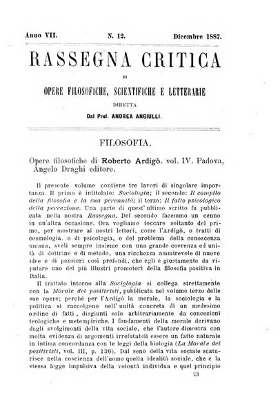 Rassegna critica di opere filosofiche, scientifiche e letterarie