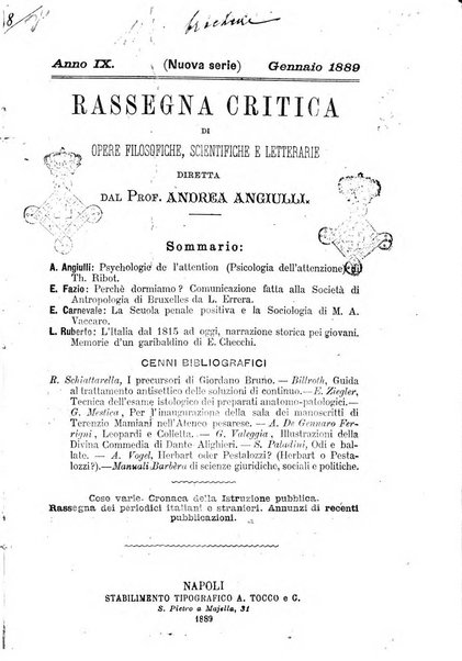 Rassegna critica di opere filosofiche, scientifiche e letterarie