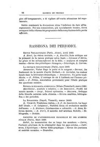 Rassegna critica di opere filosofiche, scientifiche e letterarie