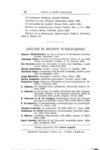 Rassegna critica di opere filosofiche, scientifiche e letterarie