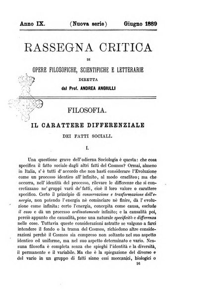 Rassegna critica di opere filosofiche, scientifiche e letterarie