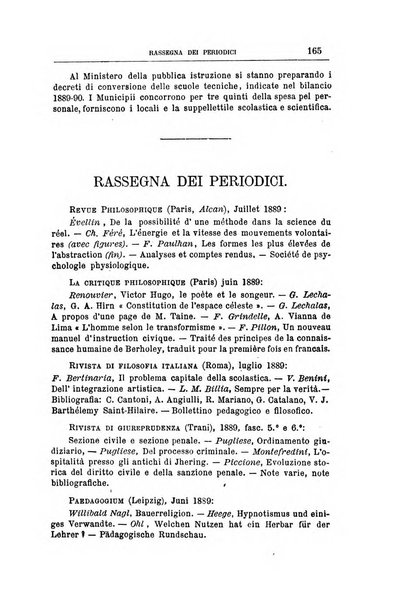 Rassegna critica di opere filosofiche, scientifiche e letterarie