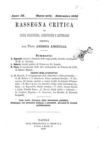 Rassegna critica di opere filosofiche, scientifiche e letterarie