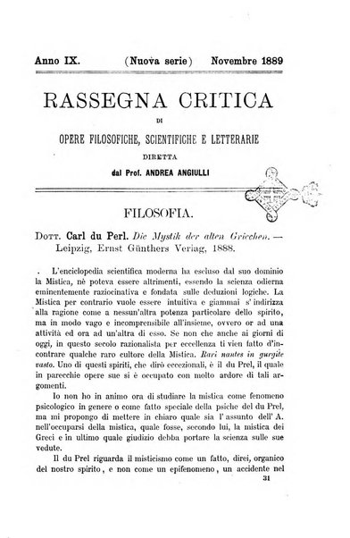 Rassegna critica di opere filosofiche, scientifiche e letterarie