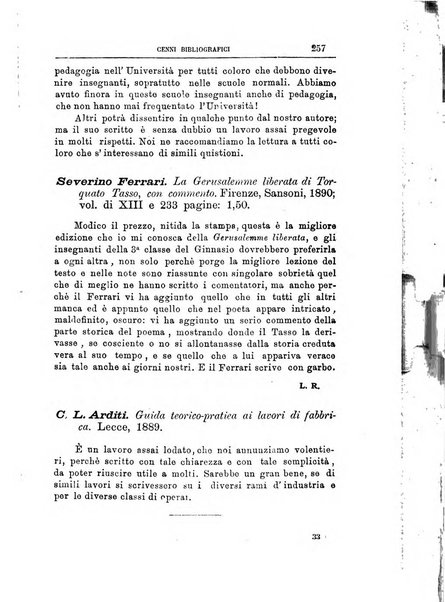 Rassegna critica di opere filosofiche, scientifiche e letterarie