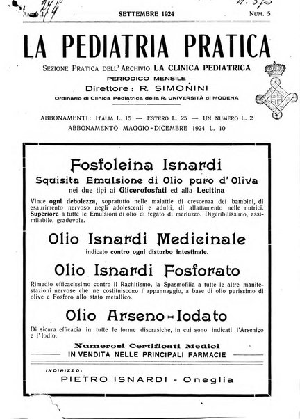 La pediatria pratica sezione pratica dell'archivio La clinica pediatrica