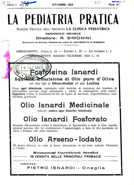 La pediatria pratica sezione pratica dell'archivio La clinica pediatrica