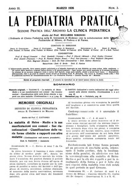 La pediatria pratica sezione pratica dell'archivio La clinica pediatrica