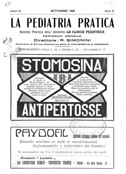 La pediatria pratica sezione pratica dell'archivio La clinica pediatrica