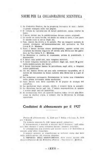 La pediatria pratica sezione pratica dell'archivio La clinica pediatrica