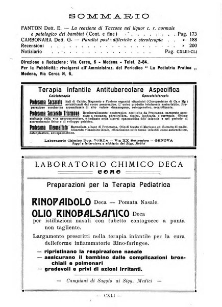 La pediatria pratica sezione pratica dell'archivio La clinica pediatrica