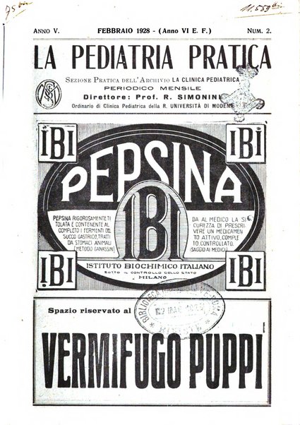 La pediatria pratica sezione pratica dell'archivio La clinica pediatrica