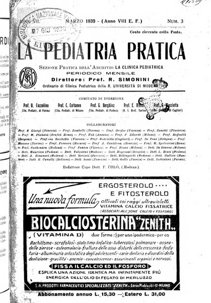 La pediatria pratica sezione pratica dell'archivio La clinica pediatrica