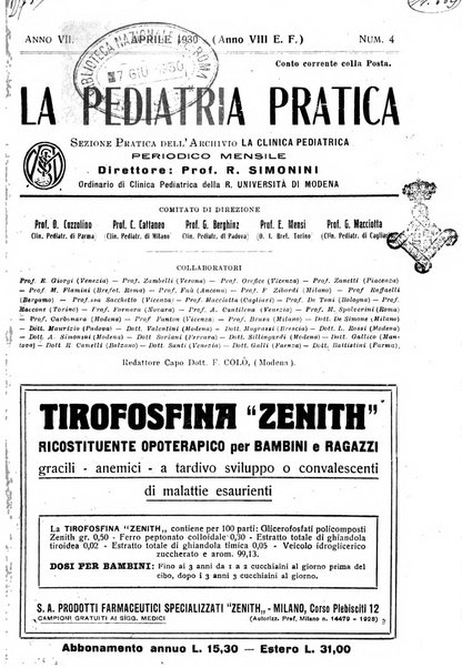 La pediatria pratica sezione pratica dell'archivio La clinica pediatrica