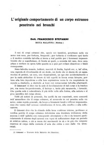 La pediatria pratica sezione pratica dell'archivio La clinica pediatrica