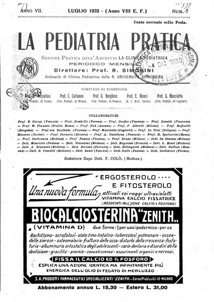 La pediatria pratica sezione pratica dell'archivio La clinica pediatrica