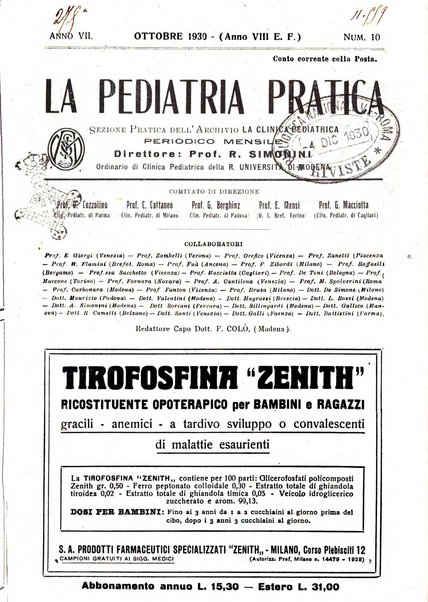 La pediatria pratica sezione pratica dell'archivio La clinica pediatrica