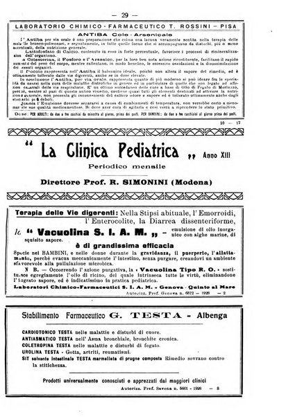 La pediatria pratica sezione pratica dell'archivio La clinica pediatrica