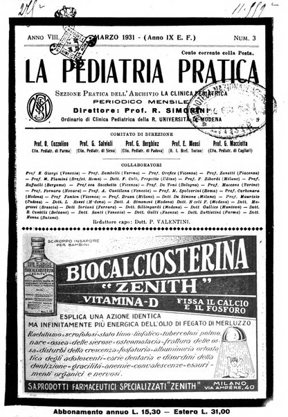 La pediatria pratica sezione pratica dell'archivio La clinica pediatrica