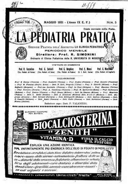 La pediatria pratica sezione pratica dell'archivio La clinica pediatrica