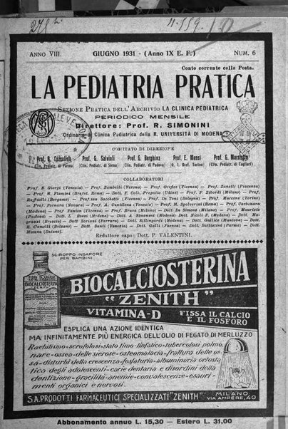 La pediatria pratica sezione pratica dell'archivio La clinica pediatrica