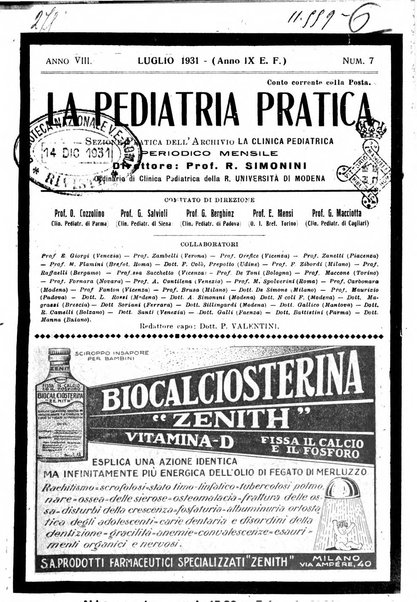 La pediatria pratica sezione pratica dell'archivio La clinica pediatrica