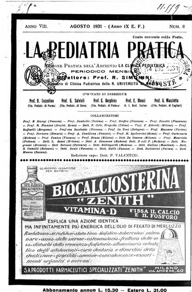 La pediatria pratica sezione pratica dell'archivio La clinica pediatrica