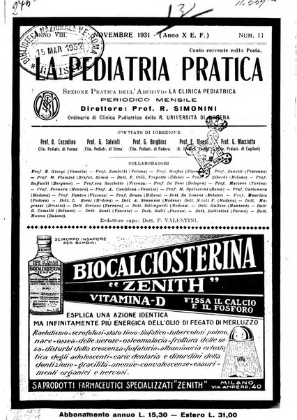 La pediatria pratica sezione pratica dell'archivio La clinica pediatrica