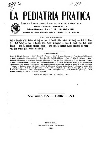 La pediatria pratica sezione pratica dell'archivio La clinica pediatrica