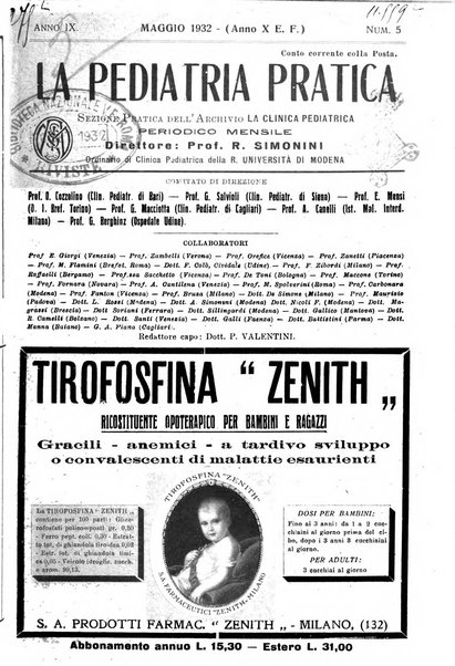 La pediatria pratica sezione pratica dell'archivio La clinica pediatrica