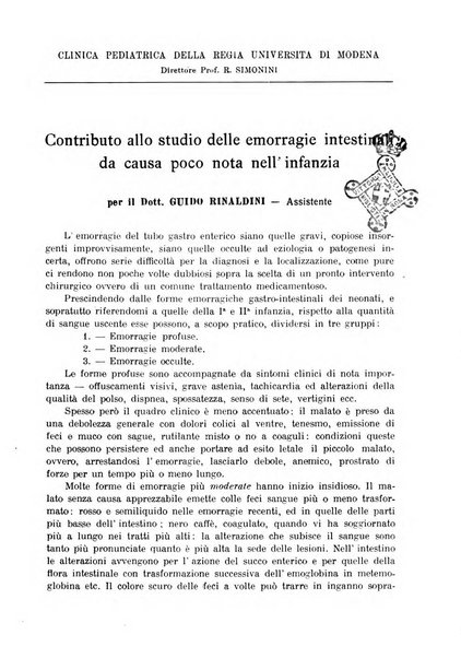 La pediatria pratica sezione pratica dell'archivio La clinica pediatrica