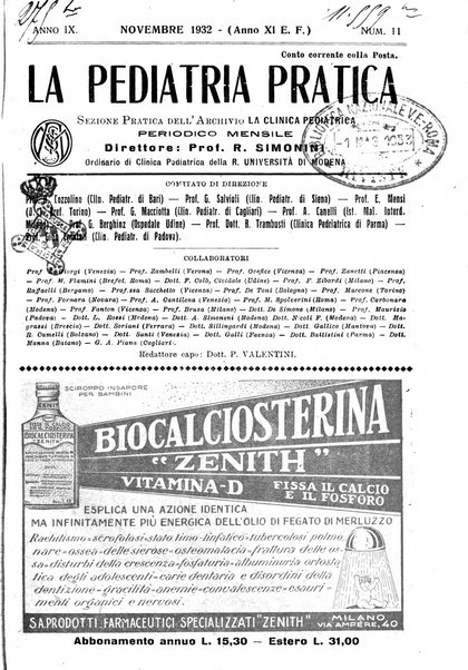 La pediatria pratica sezione pratica dell'archivio La clinica pediatrica