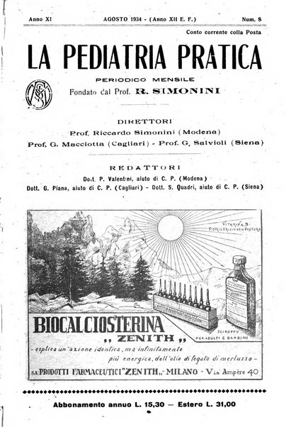 La pediatria pratica sezione pratica dell'archivio La clinica pediatrica