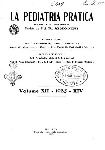 La pediatria pratica sezione pratica dell'archivio La clinica pediatrica