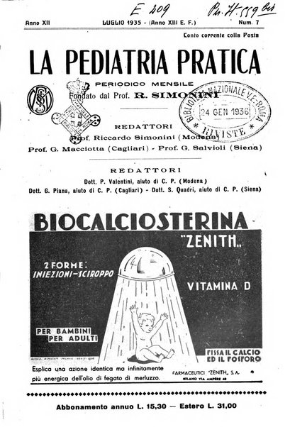 La pediatria pratica sezione pratica dell'archivio La clinica pediatrica