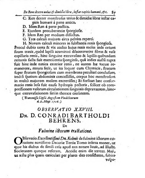 Academiae Caesareo-Leopoldinae naturae curiosorum ephemerides, sive Observationum medico.phisicarum ...