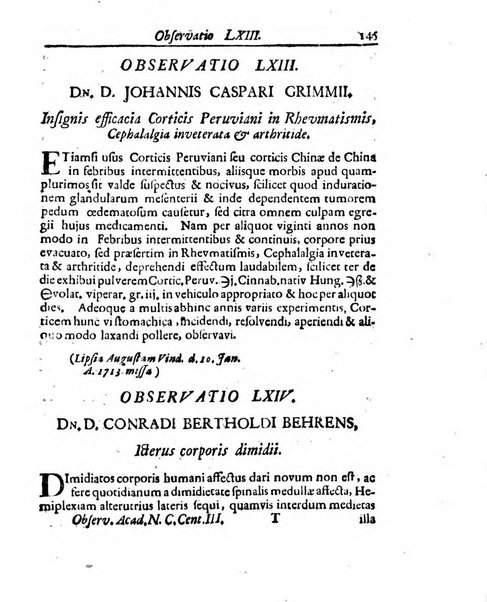 Academiae Caesareo-Leopoldinae naturae curiosorum ephemerides, sive Observationum medico.phisicarum ...